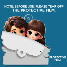 Cartoon Couple Sitting Next To Each Other - Customized Personalized Car Ornament- Gift For him, Gift for her