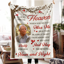 Custom Photo Memorial A Hug From Heaven - Personalized Photo Blanket - Christmas Gift For Family