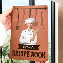 Custom Photo The Recipe Book - Personalized Customized Leather Journal - Gift For Family Members, Cooking Lover