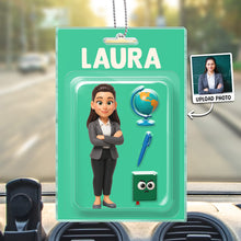 Custom Photo Personalized Teacher Action Figure Packaging Toy Box Style - Personalized Customized Acrylic Car Ornament - Gift For Teachers, Family Members and Friends