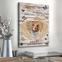 Custom Photo Personalized Canvas Wall Art  Pet Memorial Gifts Angels Don't Always Have Wings  - Gift For Loss Pet