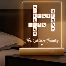 Crossword With Family - Personalized Customized 3D LED Light - Gift For Family Members