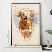 Watercolor Art Style Pet Loss With Halo & Wings - Personalized Customized Canvas - Memorial Gift For Pet Lovers
