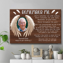 Custom Photo Personalized Canvas - Remember Me, Remember All Times, Angel Wings And Feathers - Gift For The Departed