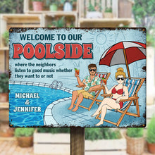 Poolside Personalized Customized Metal Sign Swimming Decoration Gift For Couple