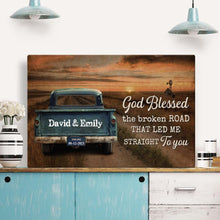 Sunset Blessed The Broken Road - Personalized Customized Canvas - Gift For Couple Husband Wife