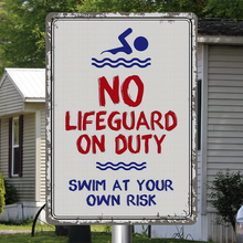 Swimming Pool Warning Sign Swim At Your Own Risk Metal Sign Poolside Sign