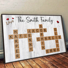 Family Crossword Canvas - Customized Family Name Canvas - Gift For Family Members