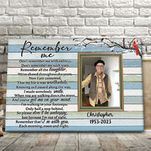 Remember Me - Memorial Gifts For Loss, Sympathy Gift Personalized Custom Framed Canvas Wall Art