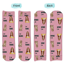 Custom Photo Face I Love You -  Personalized Customized Socks - Gift For Pet Lover