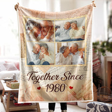 Custom Photo Vintage Together Since  - Personalized Photo Blanket - Gift For Family, Couple