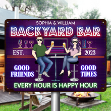 Backyard Bar Every Hour Is Happy Hour Gift For Couples Personalized Custom Metal Sign