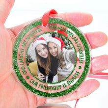 Bling Bling Glitter Custom Photo Ornament - Personalized Glass Ornament - Christmas Gift For Best Friends, Besties, Soul Sisters