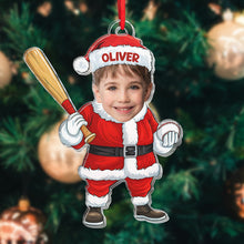 Custom Face Santa Claus Athlete - Personalized Acrylic Ornament - Christmas Gift For Family Members, Kids