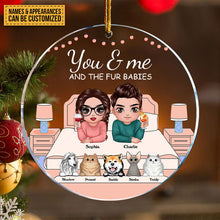 You Me And Fur Babies On Bed Gift For Pet- Personalized Custom Circle Ceramic Ornament