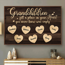 Grandchildren Fill A Place In Your Heart - Personalized Customized Canvas - Gift For Family Members