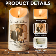 Custom Photo Our First Christmas - Customized Personalized Candle Led Light - Christmas Gift For Couple Husband Wife