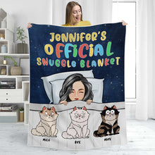 Personalized Fleece Blanket Official Snuggle Blanket Funny Cartoon Cats - Gift For Cat Lovers, Cat Moms