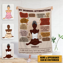 Yoga Girl Morning Affirmations - Gift For Yourself, Gift For Women - Personalized Fleece Blanket