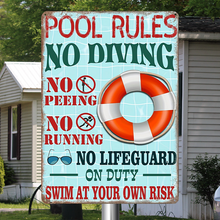 Pool Rules Swim At Your Own Risk Wall Art Funny Swimming Pool Signs - Swimming Pool Metal Signs