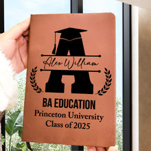 Monogram Graduation Theme - Personalized Customized Leather Journal - Graduation Gift, Gift For Friends