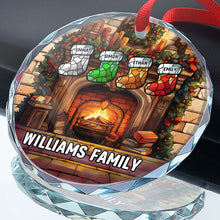 Christmas Socks By Fire Pit - Personalized Custom Glass Ornament - Christmas Gift For Family