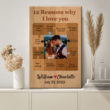 Custom Photo - 12 Reasons Why I Love You - Personality Customized Canvas - Gift For Couple