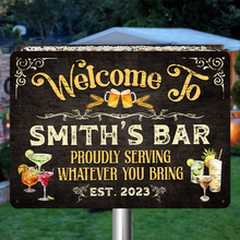 Bar Sign Vintage Black Wood Design - Personalized Custom Classic Metal Signs