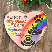 My Heart At The Rainbow Bridge - Personalized Custom Heart Acrylic Ornament - Gift For Pet Lovers