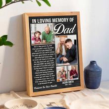 In Loving Memory Of Dad - Personalized Customized Canvas - Loss Of Father Sympathy Condolence Gift, Dad In Heaven Gifts, Loss Of Dad Gift