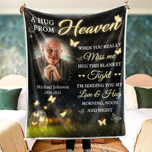 Custom Photo Butterfly When You Miss Me - Personalized Customized Blanket - Memorial Gift For Family Members
