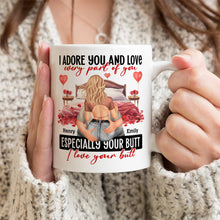 I Adore You And Love - Customized Personalized Mug - Holiday Gift For Couples, Lovers, Husband Wife