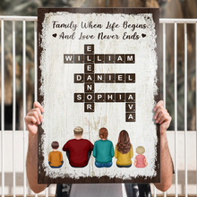 Custom Family Character Crossword Wall Canvas - Personalized Customized Canvas - Gift For Family