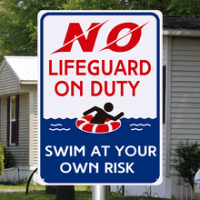 No Lifeguard On Duty Swim At Your Own Risk Swimming Poolside Backyard Themed Metal Sign