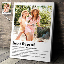 Custom Photo Best Friend Meaning - Customized Personalized Canvas - Bestie Gift For Friend Bestie Sister