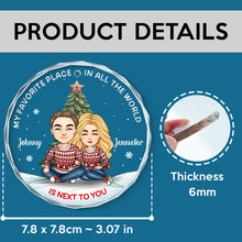 My Favorite Place Is Next To You - Customized Personalized Glass Ornament - Christmas Gift For Couple Husband Wife