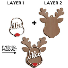 Santa's Reindeer Christmas - Personalized 2-Layered Wooden Ornament - Christmas Gifts For Her, Him