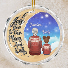 I'm Love You To The Moon And Back - Customized Personalized Glass Ornament - Grandma Gift For Family