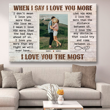 Custom Photo - I Love You More - Personality Customized Canvas - Gift For Couple Husband Wife