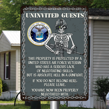 Uninvited Guests This Property Is Protected By A Veteran Personalized Custom Metal Sign