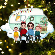 Personalized Acrylic Ornament Family Couple On Christmas Truck Gift For Family, Couple