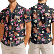 Custom Photo With Beloved Ones Flamingo Theme - Personalized Customized Hawaiian Shirt - Gift For Family Members, Best Friends
