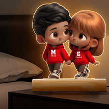 3D Cute Cartoon Couple - Personalized Customized 3D LED Light - Gift For Couple, Anniversary