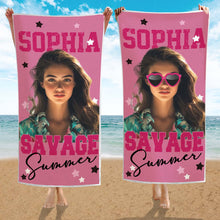 Custom Photo Savage Summer - Personalized Customized Beach Towel - Gift For Besties, BFF, Couple