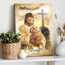 Custom Photo - God Hug Dog - Personalized Customized Canvas - Memorial Gift For Loss - Gift For Pet Lover