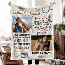 Custom Photo Vintage Style Blanket - Personalized Photo Blanket - Gift For Elder Couple, Husband Wife