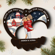 First Kiss Till Last Breath - Personalized Custom 2-Layered Wooden Ornament - Gift For Couple