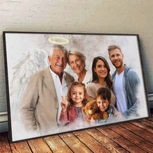Custom Combine Photos Loved One From Different Images, Adding Halo & Wings To Deceased One - Personalized Customized Canvas - Gift For Family Members