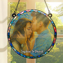 Custom Couple Photo Starry Night - Personalized Acrylic Window Suncatcher Ornament - Gift For Couple, Him, Her