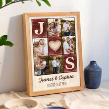 Custom Canvas Printing With Couple Photo And Initials Name - Personalized Customized Canvas - Best Valentines Day Gifts For Couple